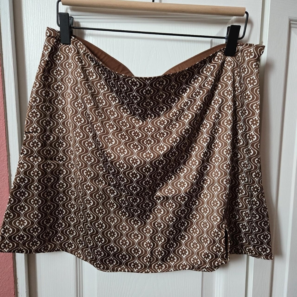 Satin Brown Patterned Skirt